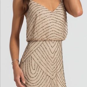 Adrianna Pappell Nude Bridesmaid Beaded Pink/Taupe